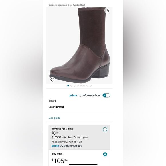 Eastland 100% Leather Comfy Women's Kiera Winter Boot Brown (Size 6) - Picture 13 of 13